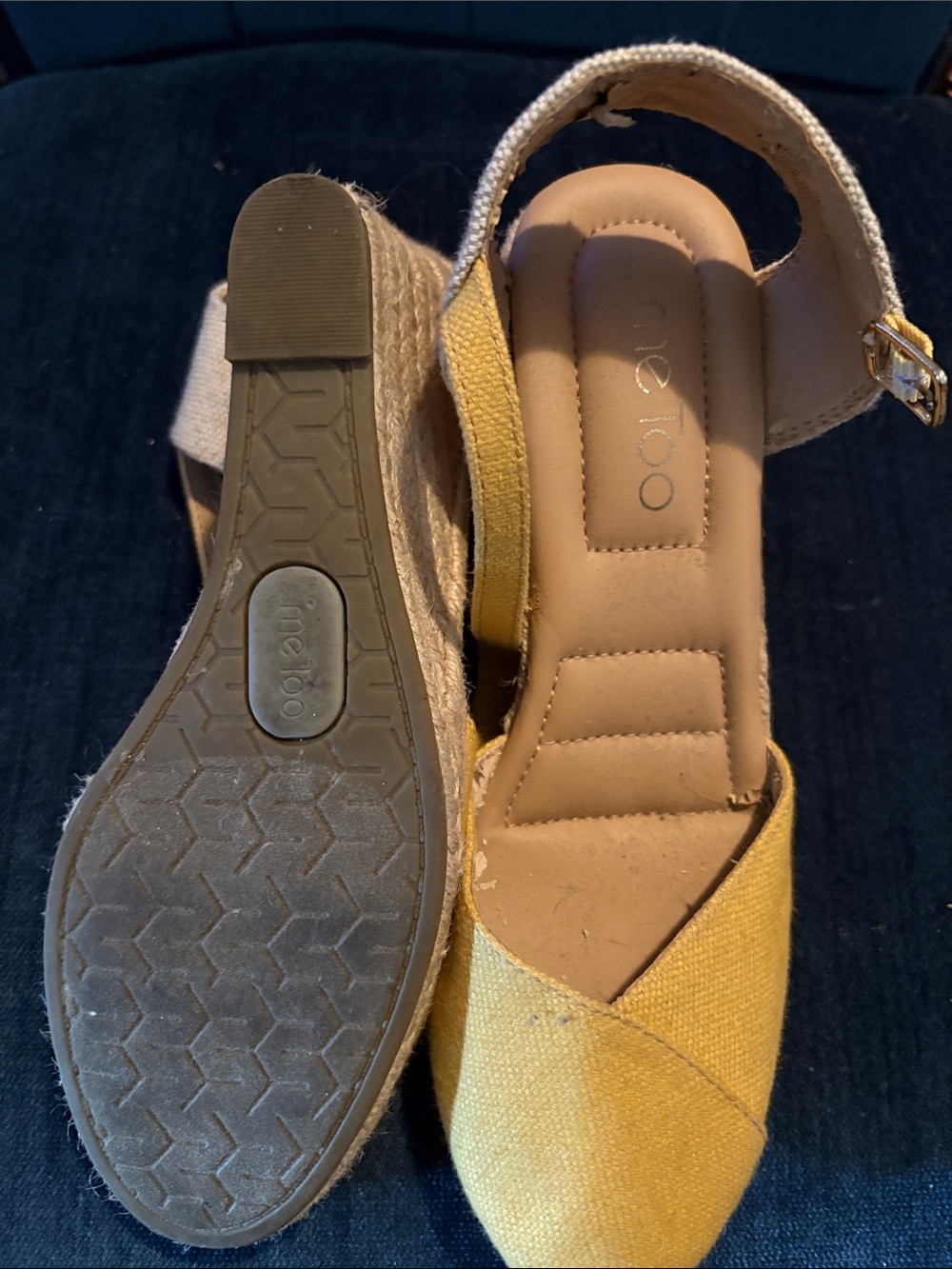 me too Yellow Espadrille Wedge Sandals with Ankle Strap